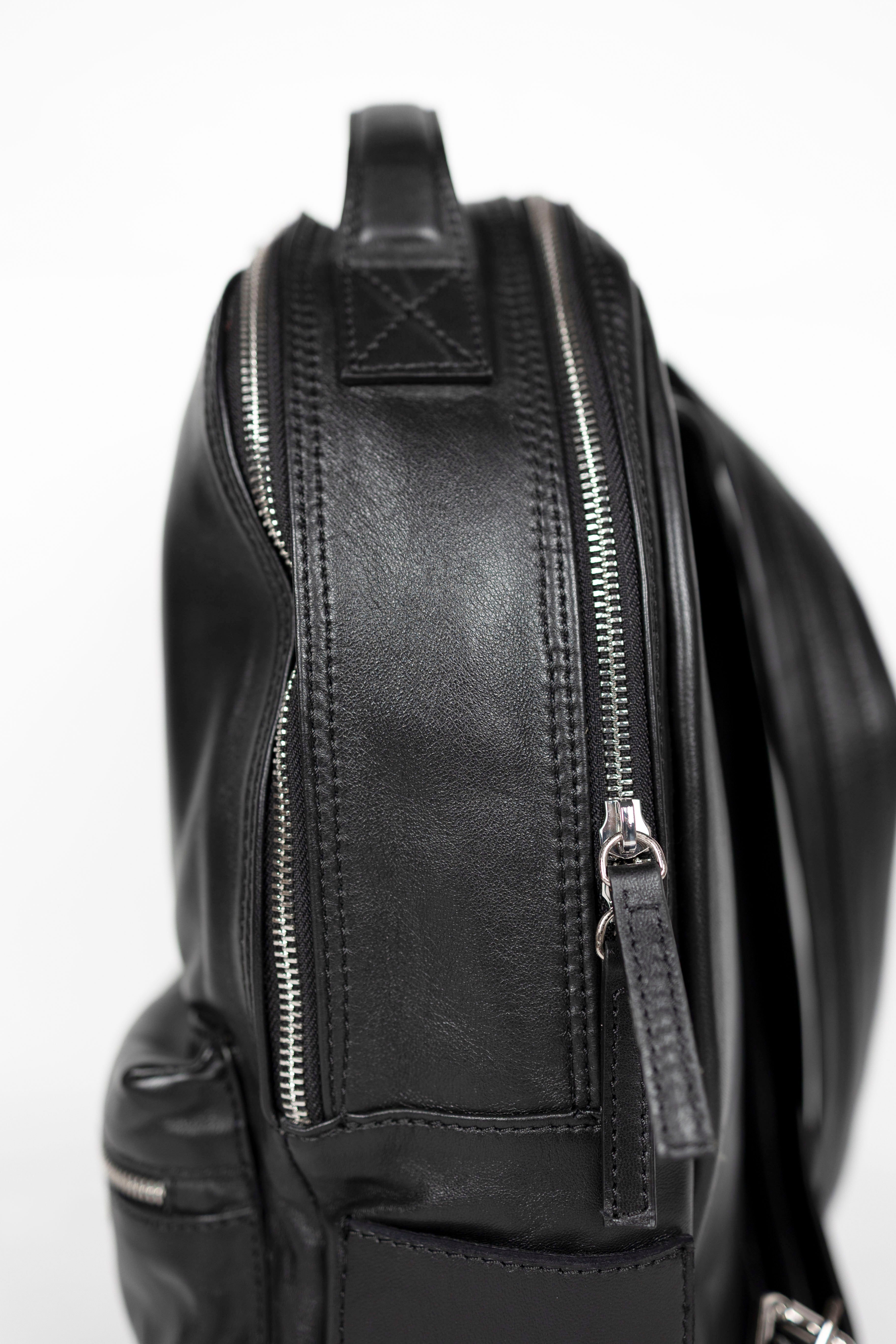 Lingua d’Oca Zaino Alex in Pelle Liscia Nappa Capretto | Trolley-Friendly & Tasca Frontale | 30x15x42 cm