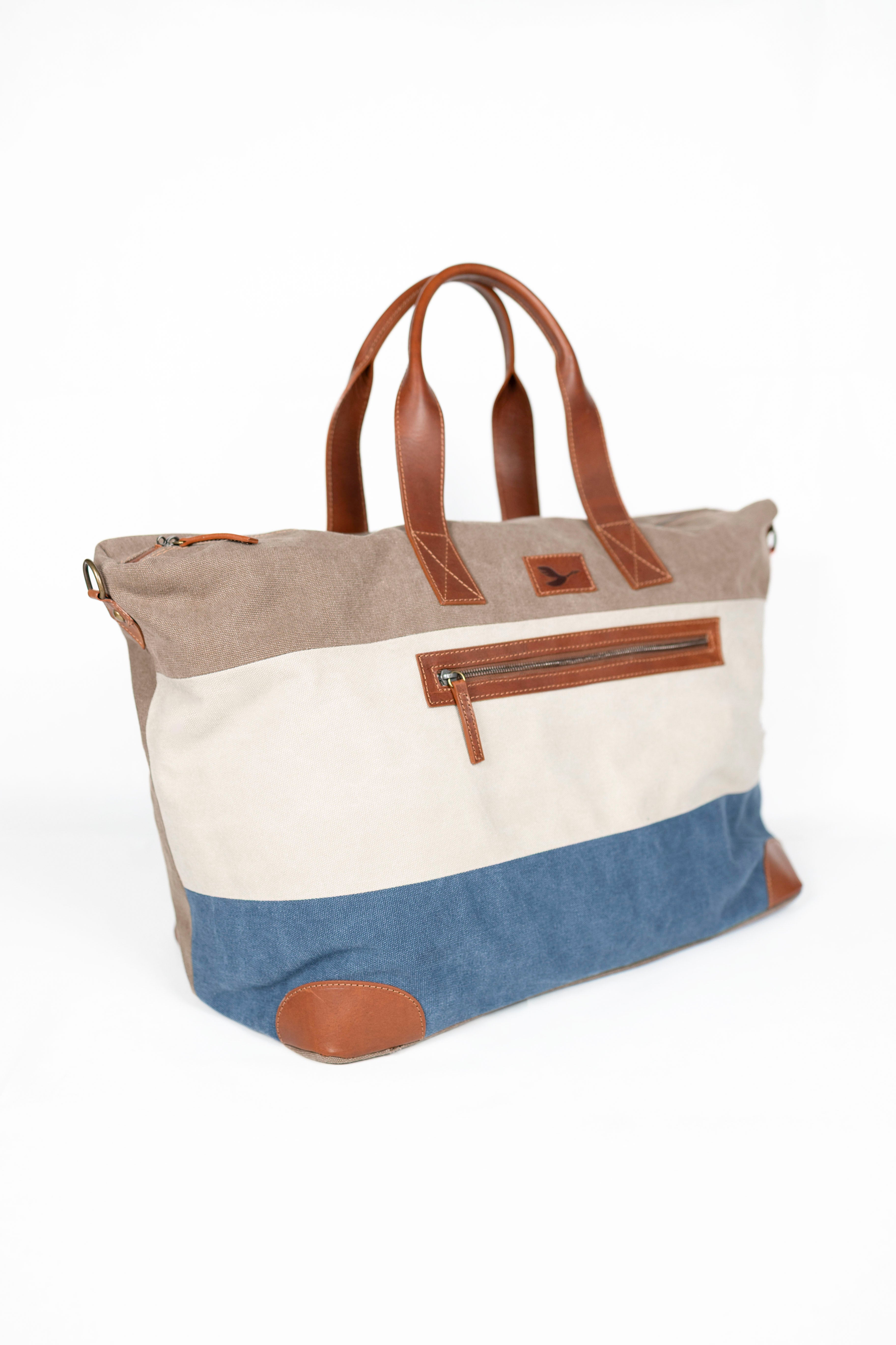 Lingua d’Oca Borsone Asia in Tessuto Canvas | Ampio e Leggero | 68x28x37 cm
