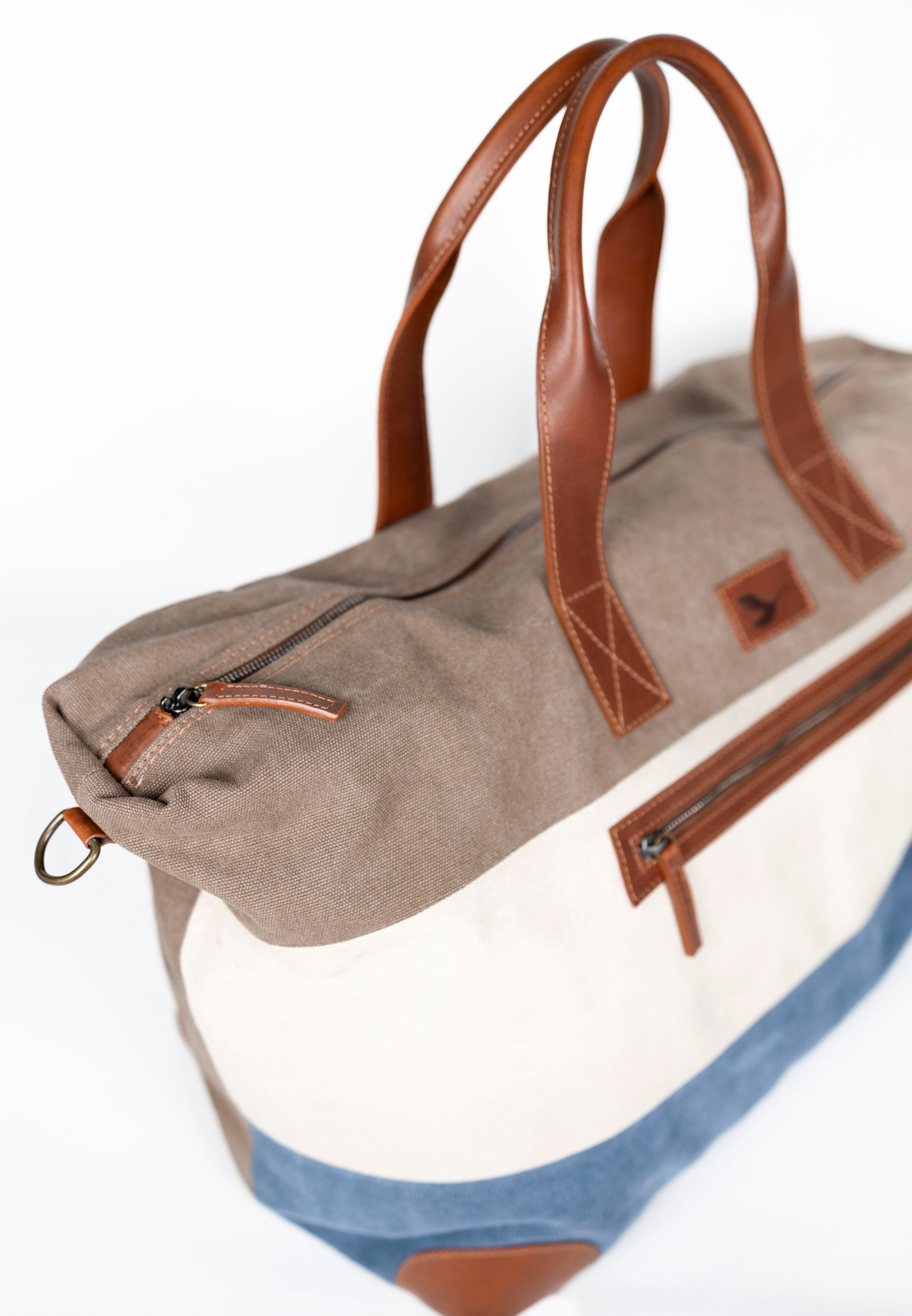 Lingua d’Oca Borsone Asia in Tessuto Canvas | Ampio e Leggero | 68x28x37 cm