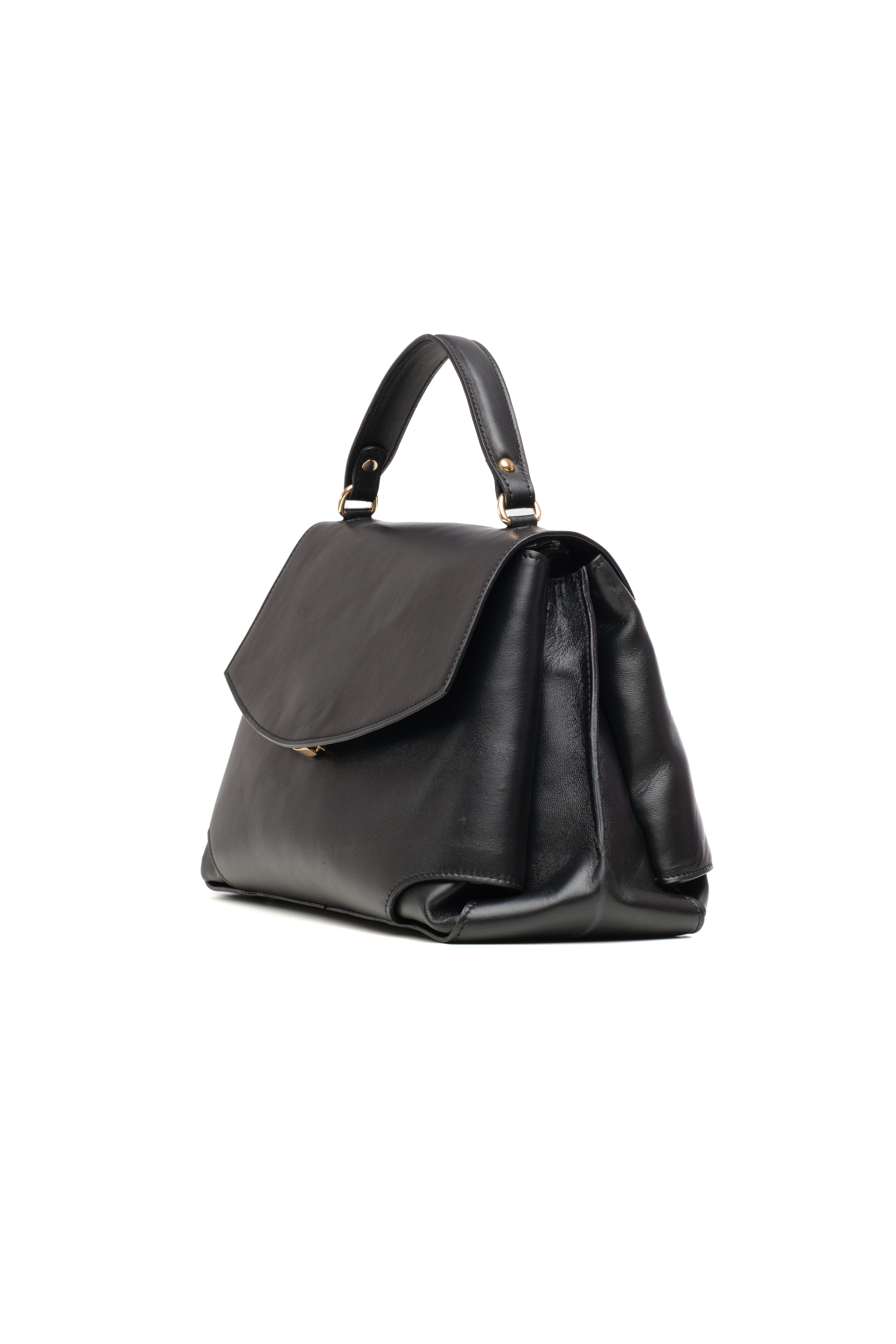 Lingua d’Oca Bianca – Borsa Elegante in Pelle Nera Made in Italy