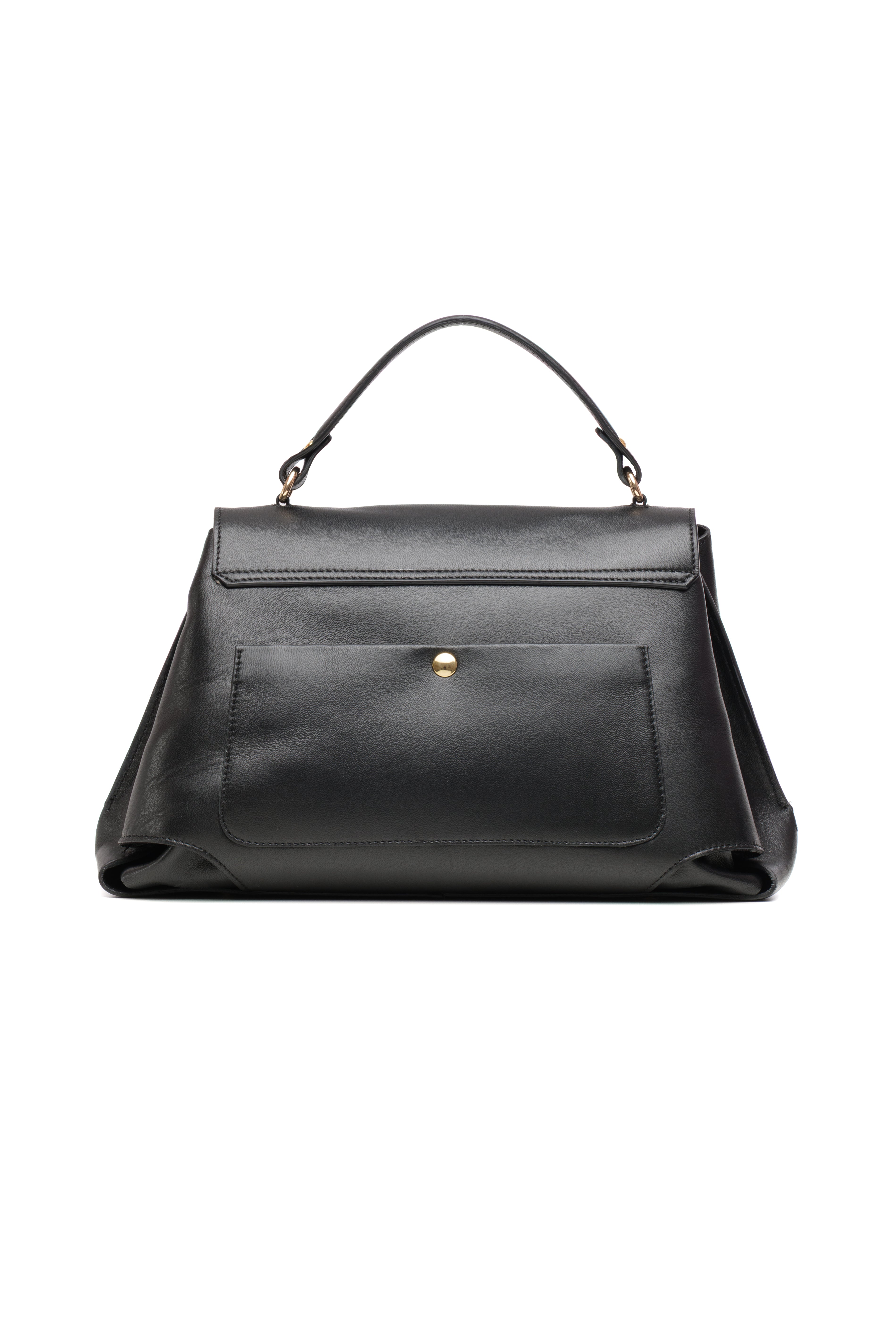 Lingua d’Oca Bianca – Borsa Elegante in Pelle Nera Made in Italy