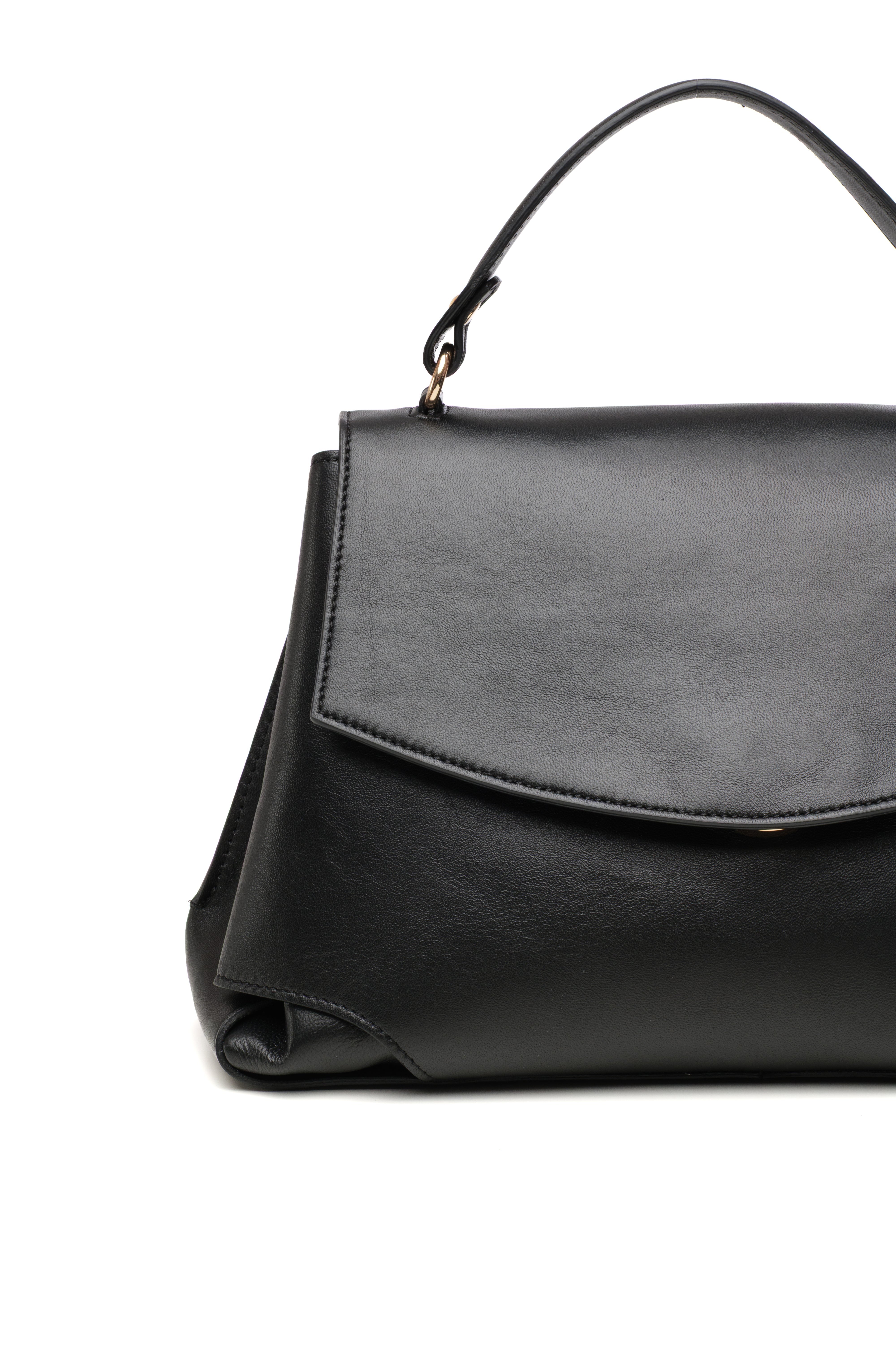 Lingua d’Oca Bianca – Borsa Elegante in Pelle Nera Made in Italy