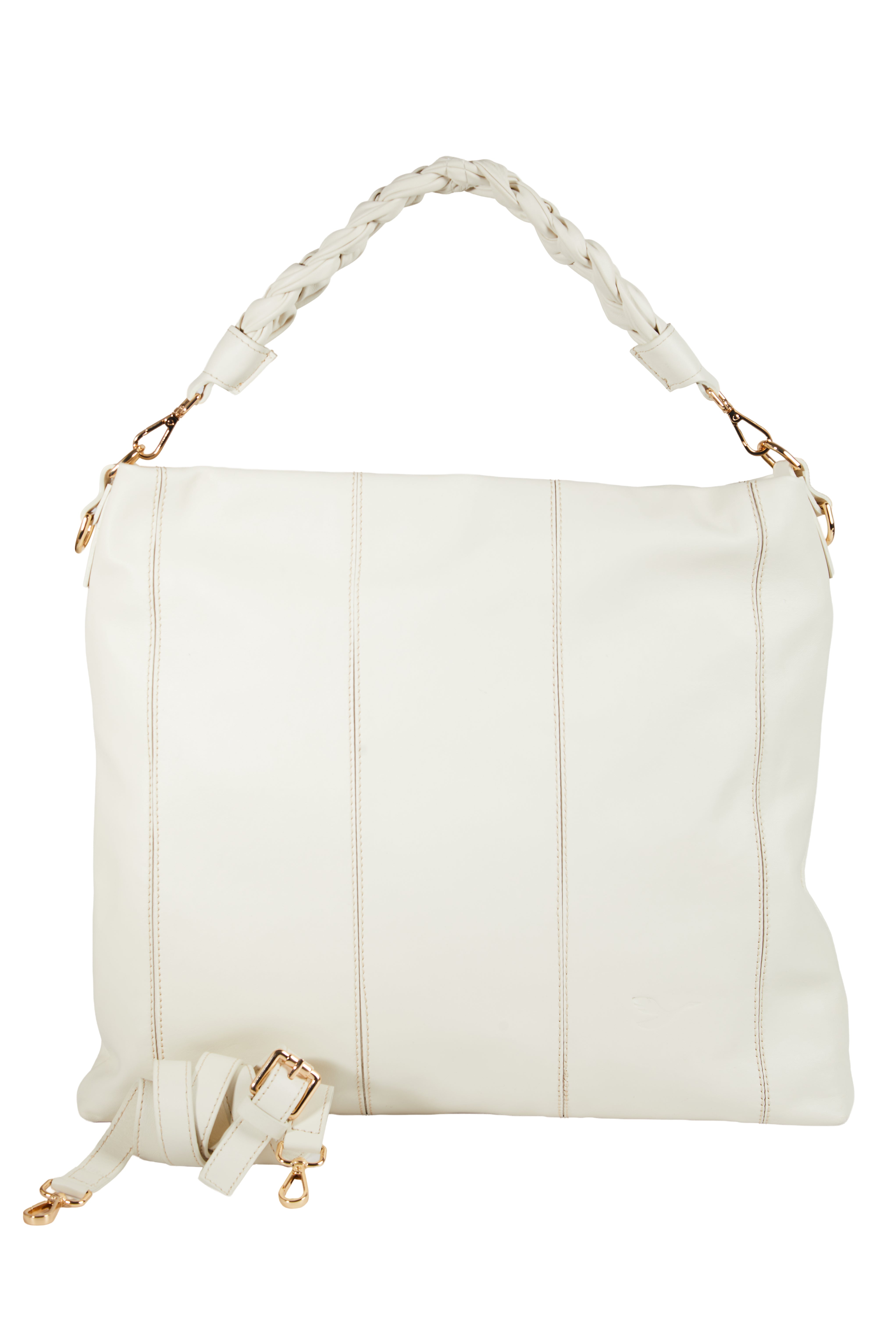 Lingua d’Oca Viola Borsa in Pelle Liscia Nappa Capretto con Manico Intrecciato 44x40x4 cm