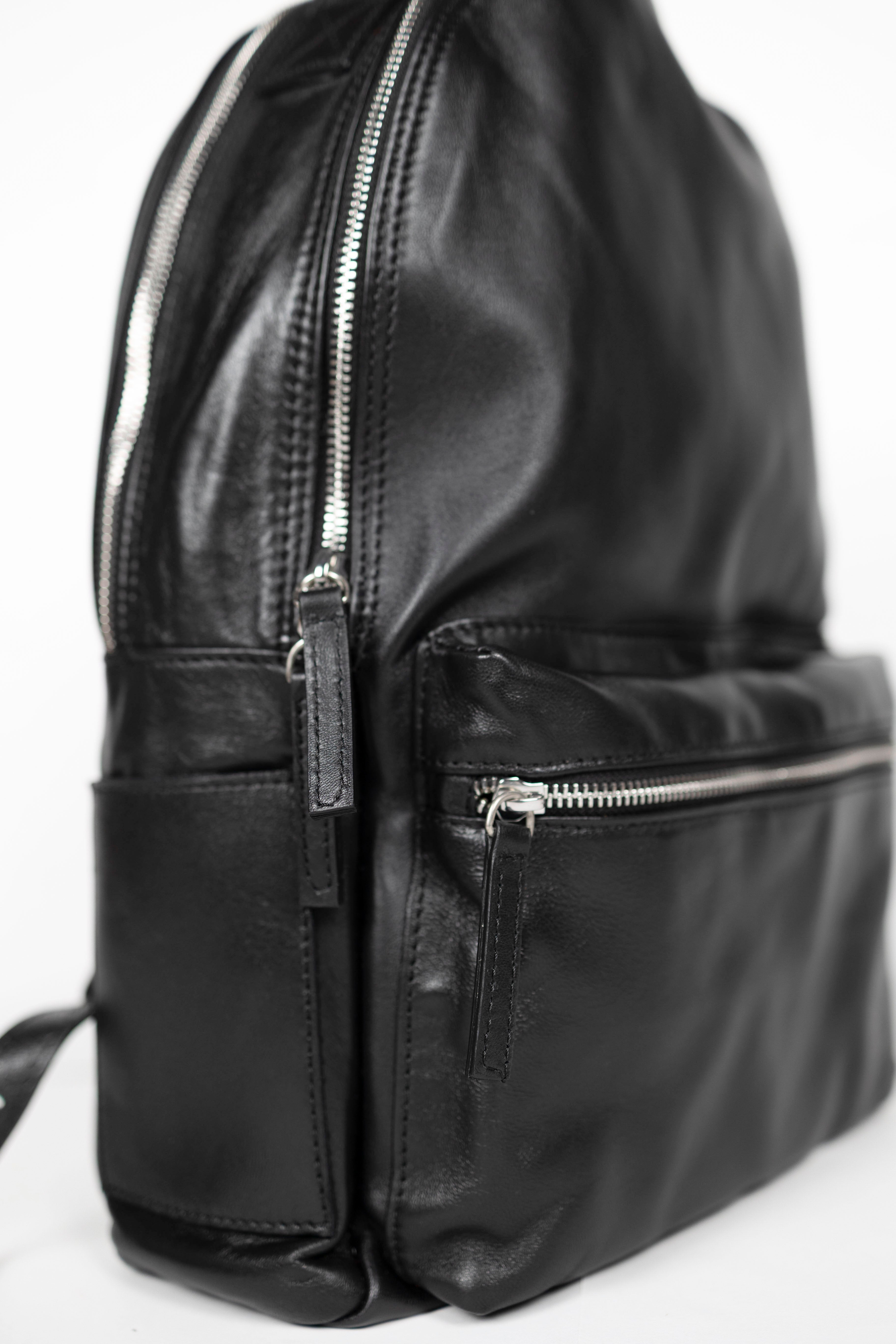 Lingua d’Oca Zaino Alex in Pelle Liscia Nappa Capretto | Trolley-Friendly & Tasca Frontale | 30x15x42 cm