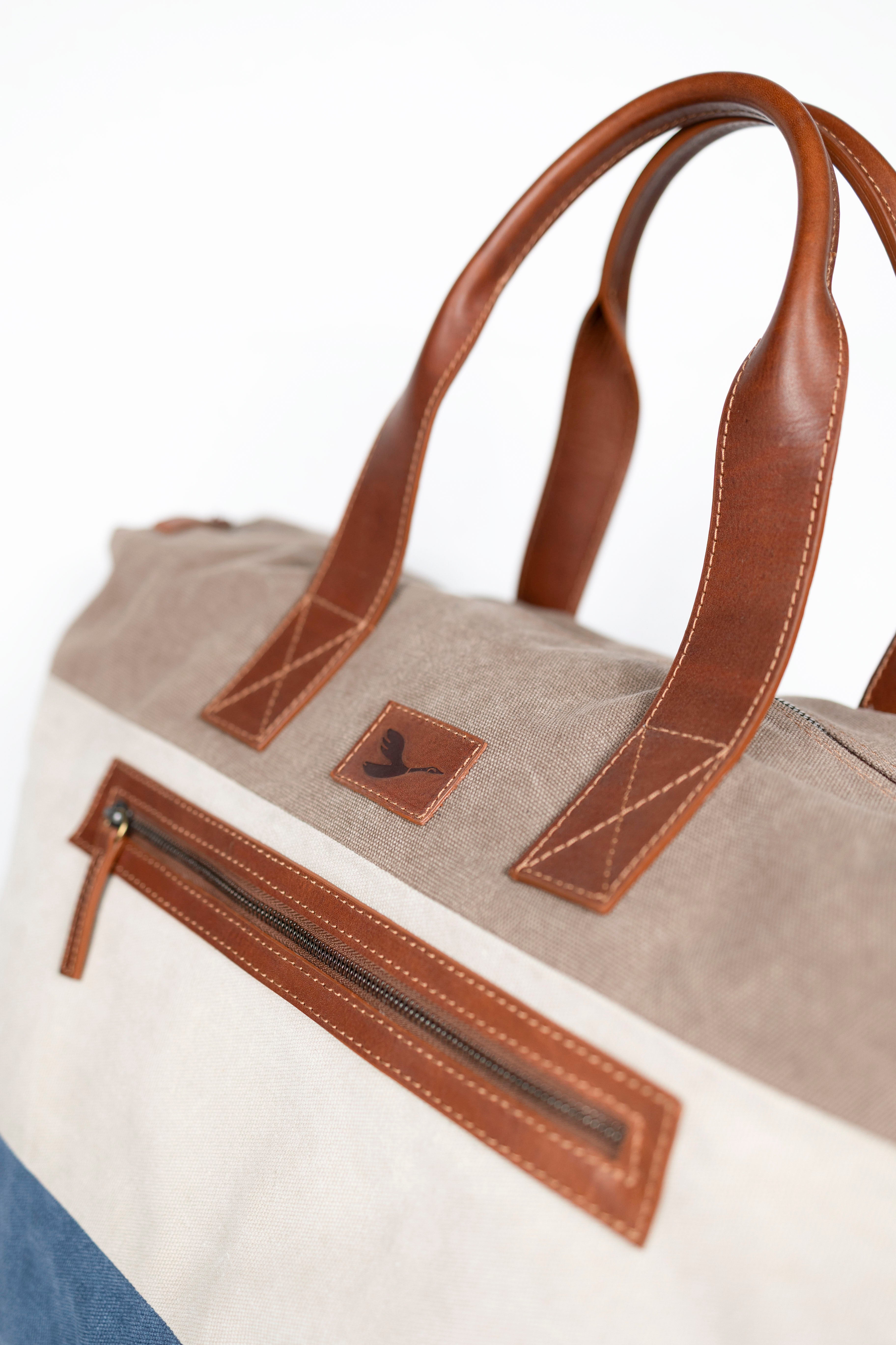 Lingua d’Oca Borsone Asia in Tessuto Canvas | Ampio e Leggero | 68x28x37 cm