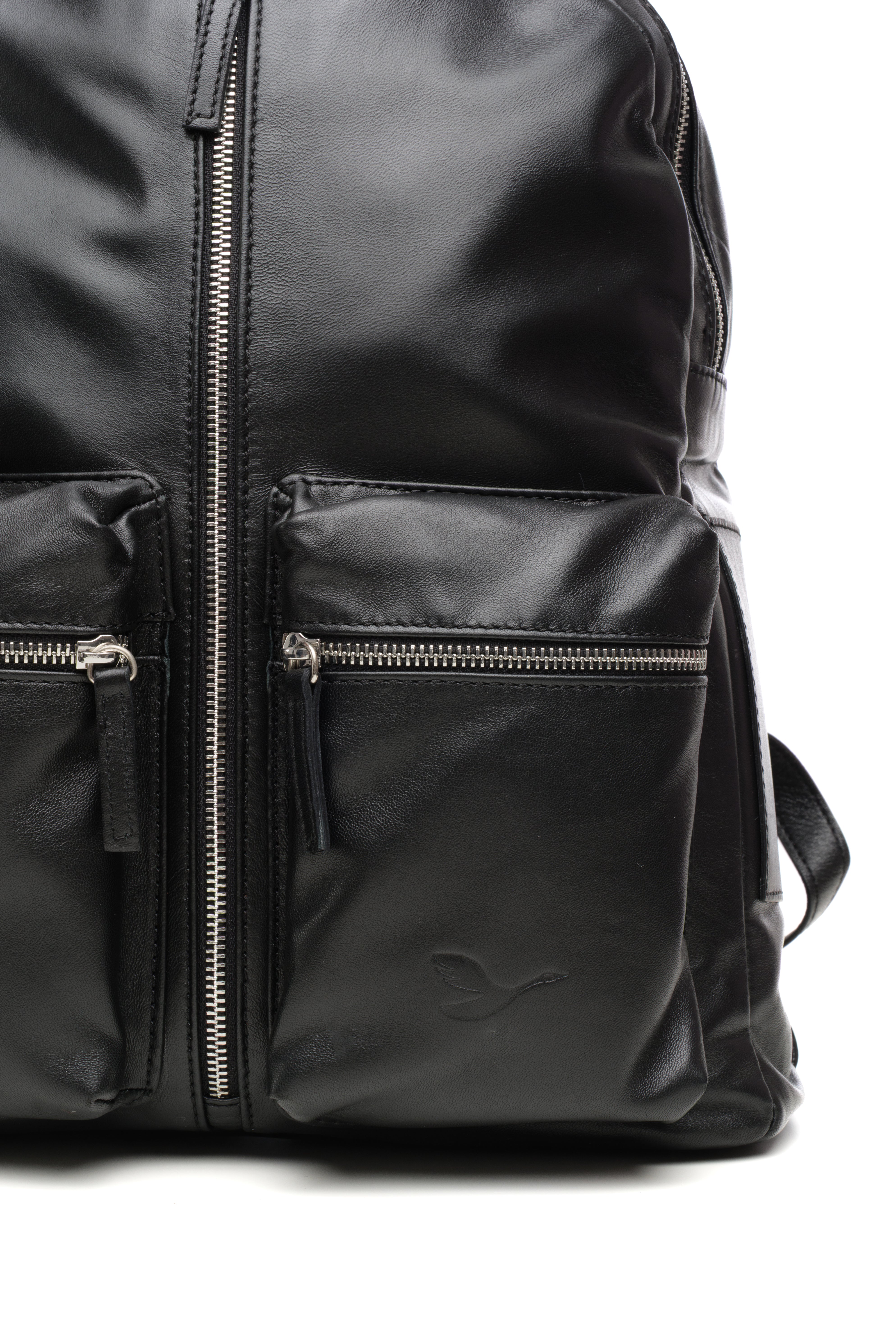 Lingua d’Oca Zaino Nadia in Pelle Liscia Nappa Capretto | Tasche Frontali & Design Funzionale | 35x22x44 cm