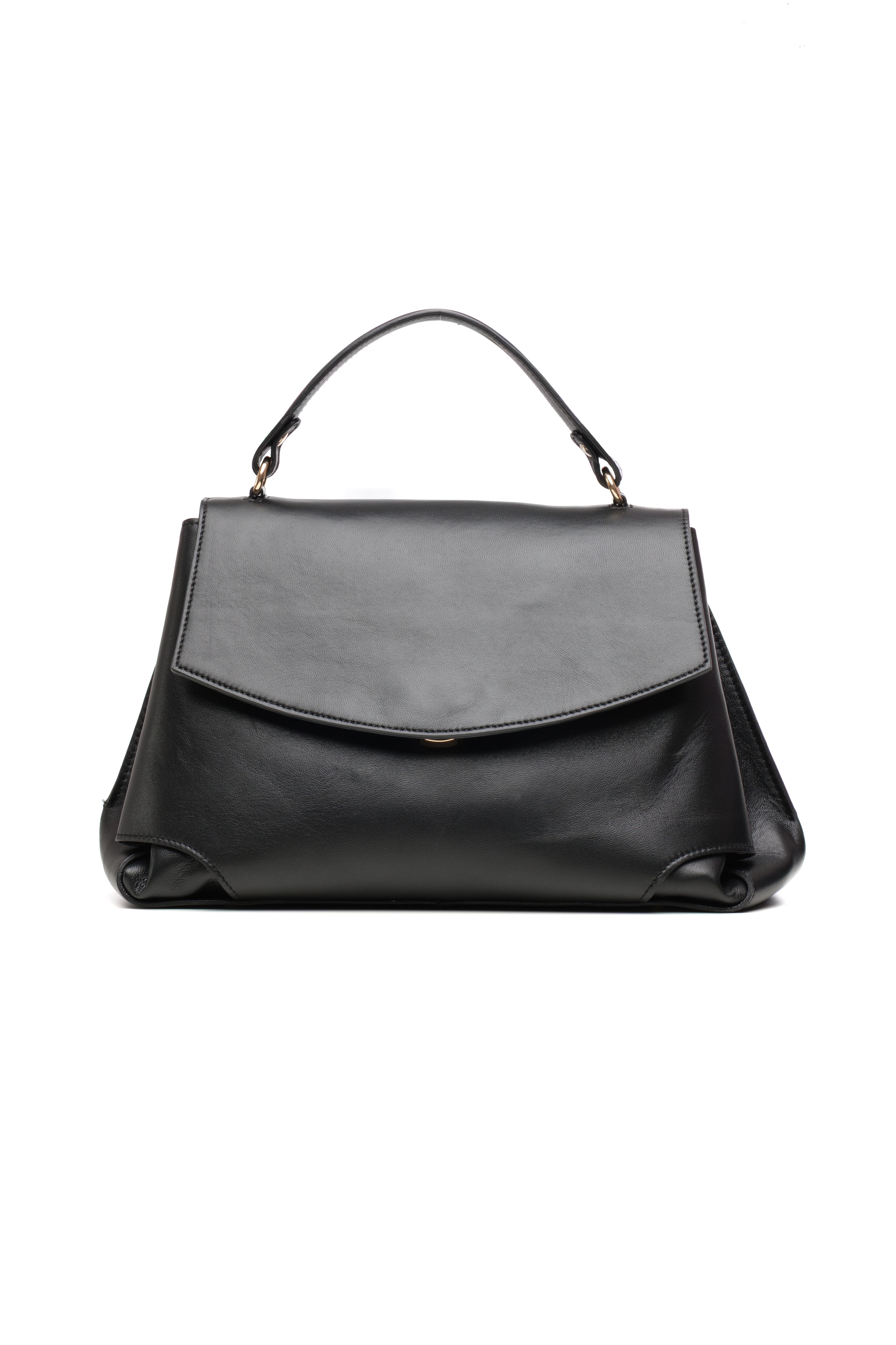 Lingua d’Oca Bianca – Borsa Elegante in Pelle Nera Made in Italy